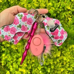 Pink Floral Safety Keychain